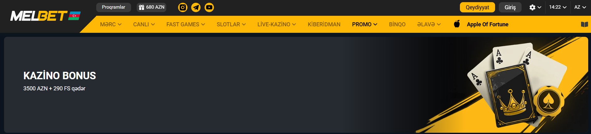 Melbet kazinosunda xoş gəlmisiniz bonusu