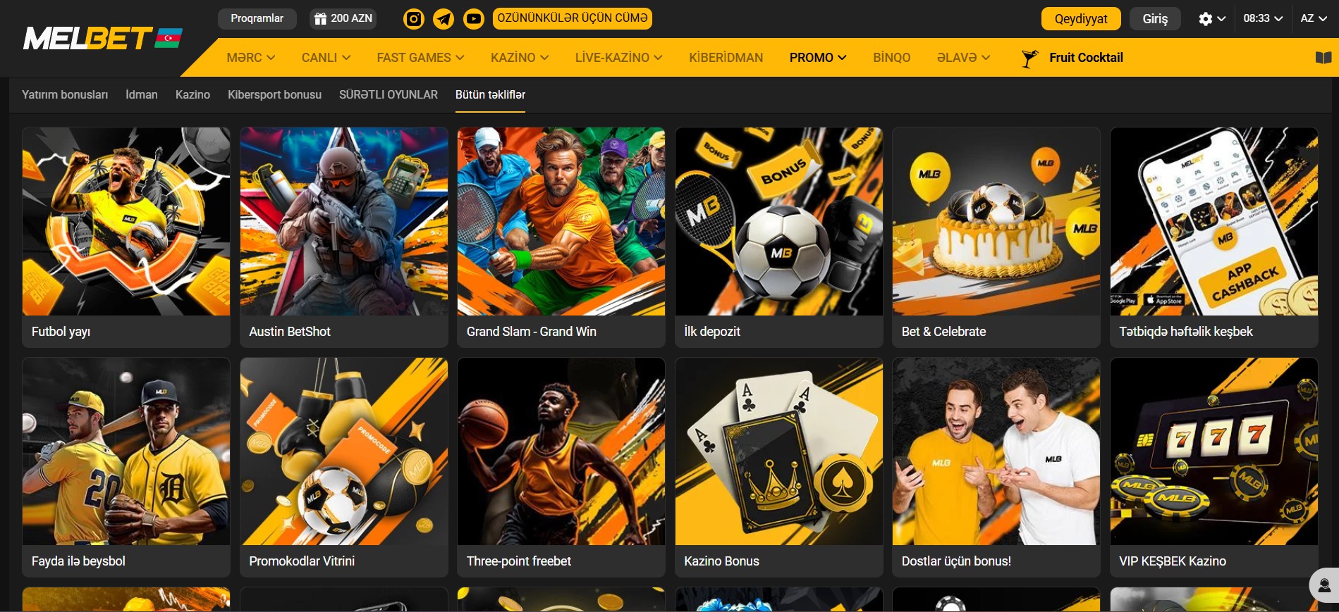 Melbet Azebrijan onlayn kazinoda bonuslar